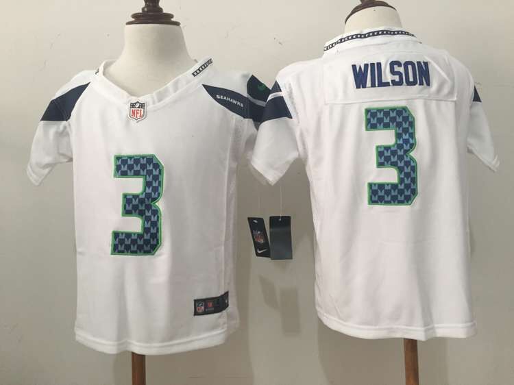 2-6 Years Old Kids Kam Chancellor Seattle Seahawks #3 Russell Wilson White Nike Jersey