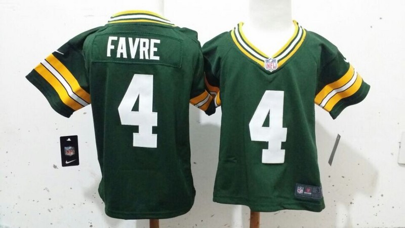 2-6 Years Old Kids Brett Favre Green Bay Packers #4 Green Stitched Nike Jersey