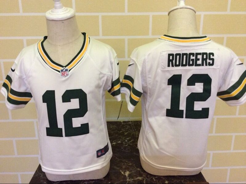 2-6 Kids Aaron Rodgers Green Bay Packers #12 White Jersey