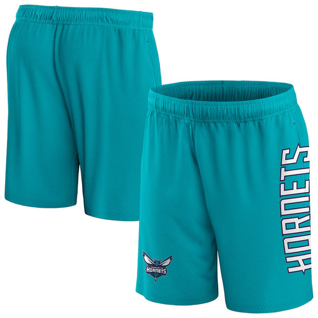 Men's Charlotte Hornets Teal Post Up Mesh Shorts(Run Small)