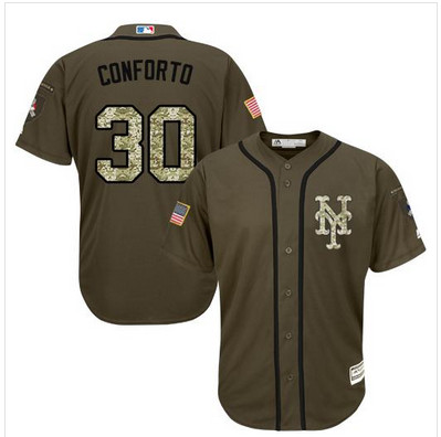 Mets #30 Michael Conforto Green Salute to Service Stitched MLB Jersey
