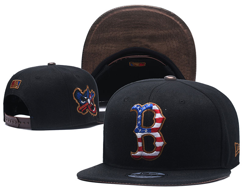 MLB Boston Red Sox USA Flag Black Adjustable Hat YD