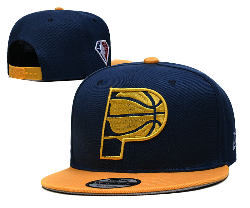 Pacers Team Logo New Era Navy Yellow 2021 NBA Draft Adjustable Hat YD