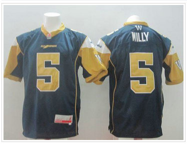 Winnipeg Blue Bombers #5 Drew Willy Navy Blue Stitched CFL Jersey