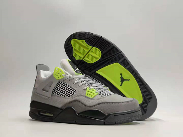 Men's Hot Sale Running Weapon Air Jordan 4 Grey Green Shoes 0102