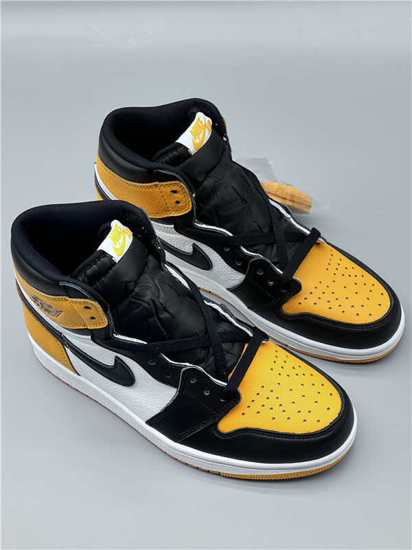 Men's Running Weapon Air Jordan 1 White Yellow Black Shoes 0237