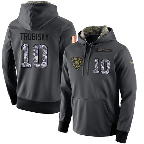 NFL Men's Nike Chicago Bears #10 Mitchell Trubisky CustomizedStitched Black Anthracite Salute to Service Player Performance Hoodie