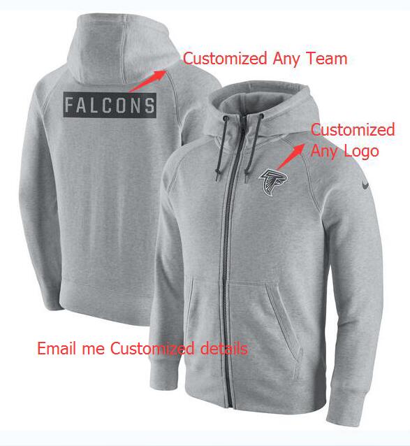 Customized Men's Nike Ash Gridiron Gray 2.0 Full-Zip Hoodie