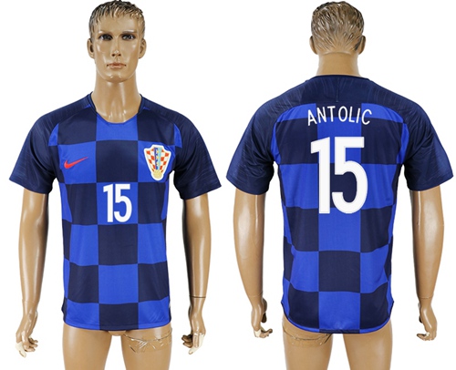 Croatia #15 Antolic Away Soccer Country Jersey