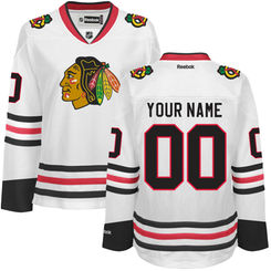 Women's Chicago Blackhawks Reebok White Premier Away Custom Jersey