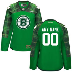 Women's Boston Bruins Reebok Green St. Patrick's Day Replica Custom Jersey