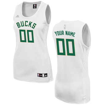 Women's Milwaukee Bucks adidas White Custom Fashion Jersey