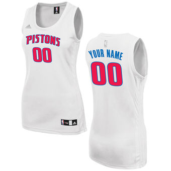 Women's Detroit Pistons adidas White Custom Fashion Jersey