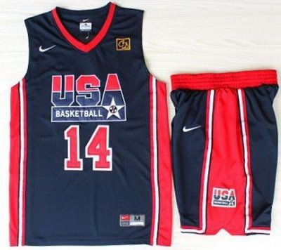 USA Basketball 1992 Olympic Dream Team Blue Jerseys & Shorts 14# Charles Barkley