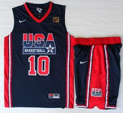 USA Basketball 1992 Olympic Dream Team Blue Jerseys & Shorts 10# Clyde Drexler
