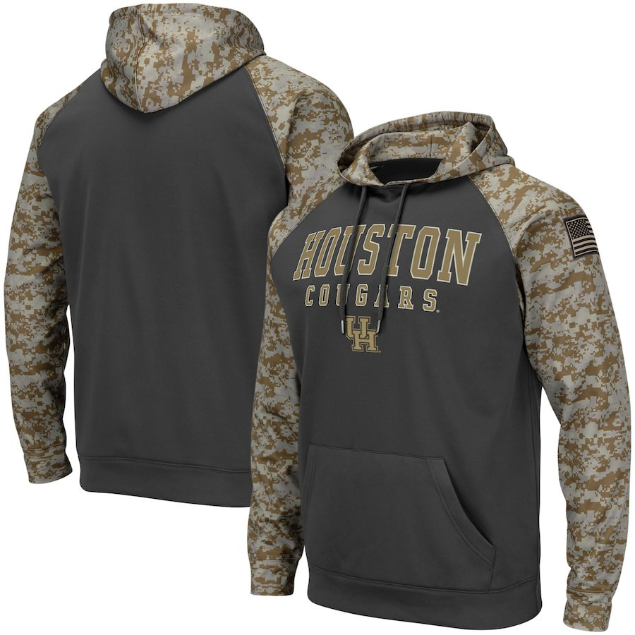 Houston Cougars Gray Camo Men's Pullover Hoodie
