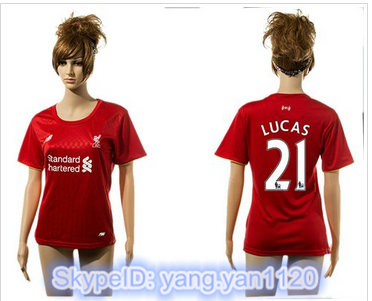 Women Liverpool #21 Lucas Red Home Soccer Club Jersey