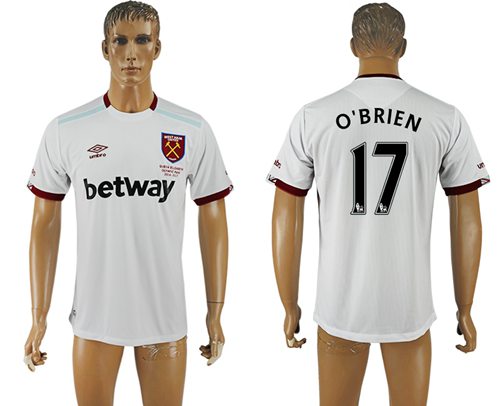 West Ham United #17 O'Brien Away Soccer Club Jersey