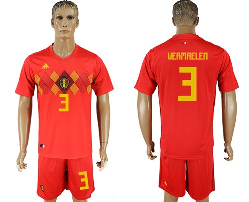 Belgium #3 Vermaelen Red Soccer Country Jersey