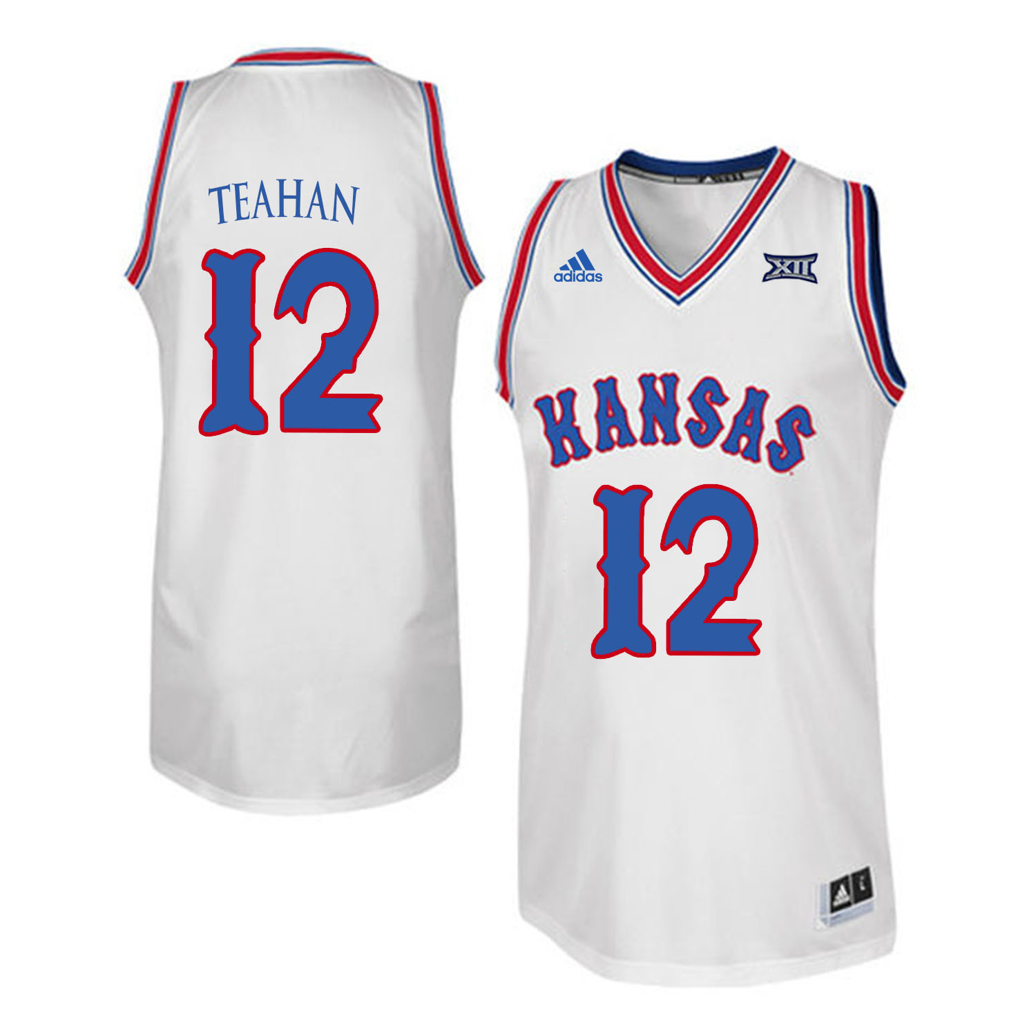 Kansas Jayhawks #12 Chris Teahan White Throwback College Basketball Jersey
