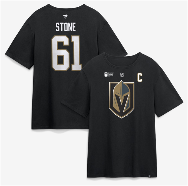 Men's Vegas Golden Knights #61 Mark Stone Black 2026 Stanley Cup Final Name & Number T-Shirt